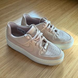Nike Air Force 1 Sage low pale pink/beige suede womens size 7